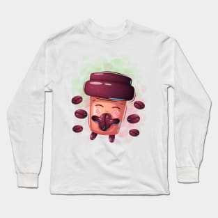 Happy Coffee Cup Design Long Sleeve T-Shirt